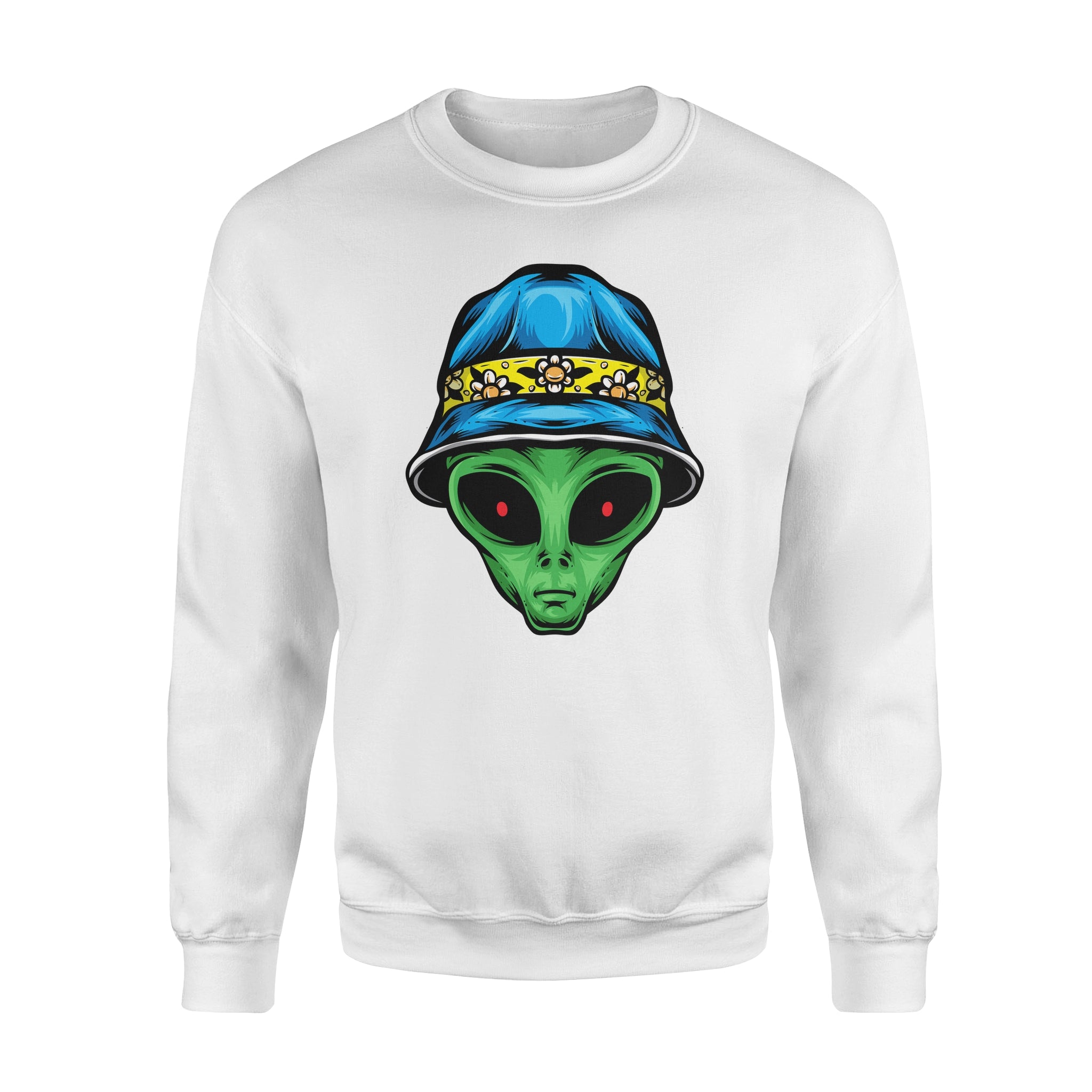 Alien With Bucket Hat -  Fleece Sweatshirt
