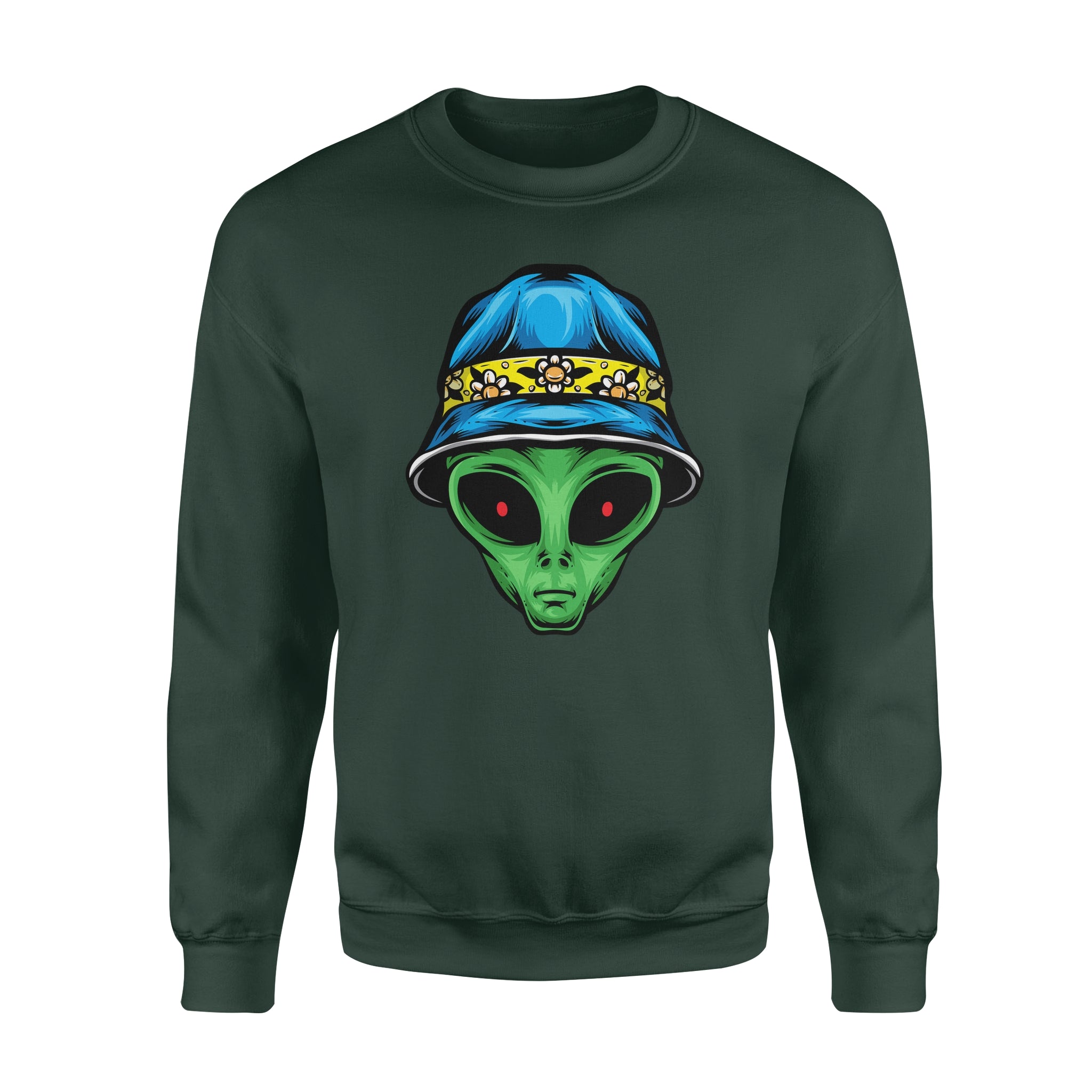 Alien With Bucket Hat -  Fleece Sweatshirt