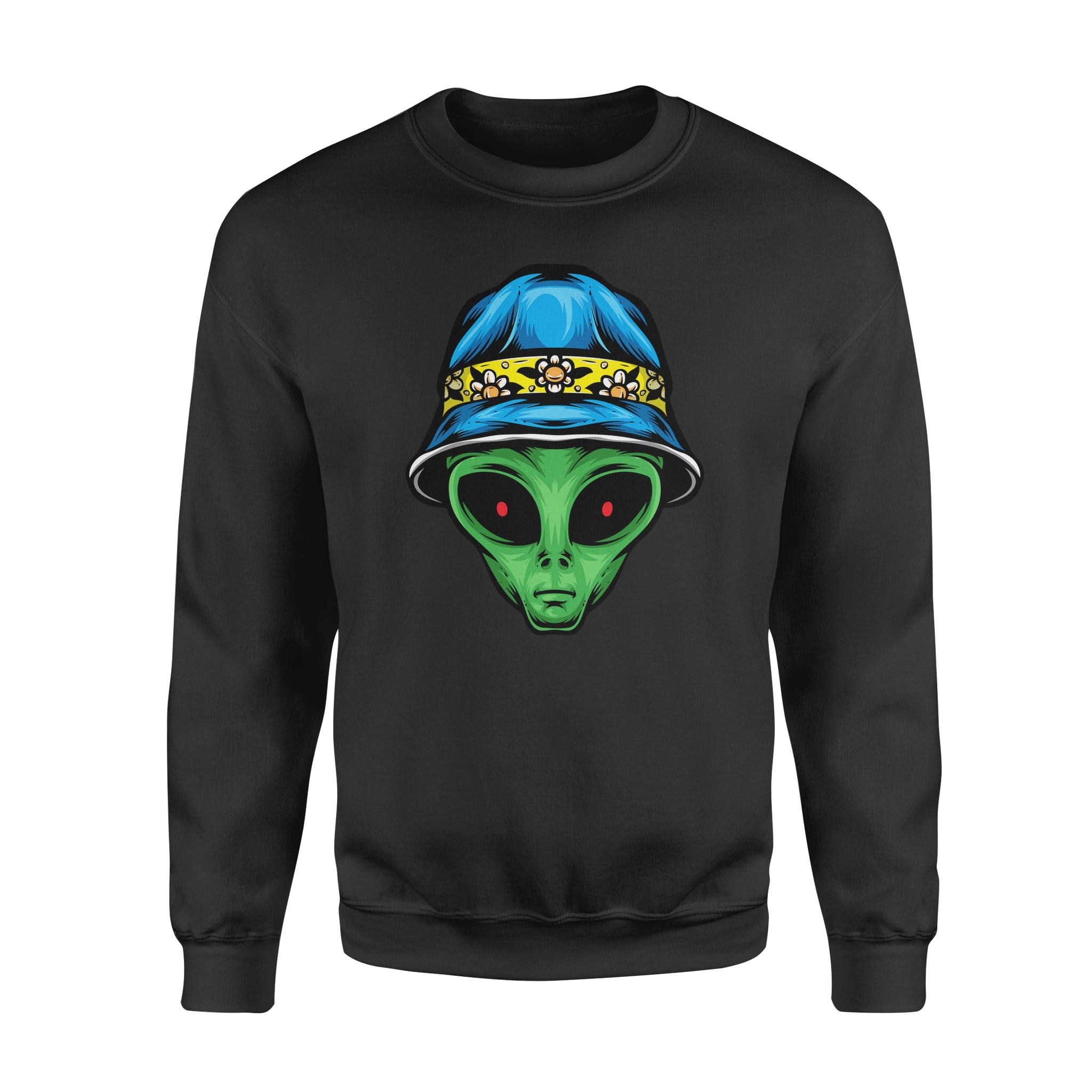 Alien With Bucket Hat -  Fleece Sweatshirt